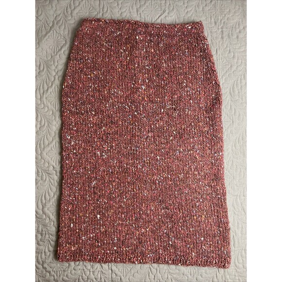 Maroon Fall Knit Cottagecore Crochet Handmade Sweater Skirt Elastic Waist 24” - Picture 1 of 5